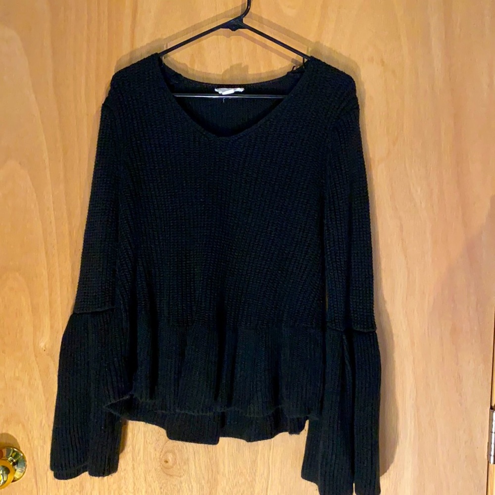 Black bell sleeve sweater